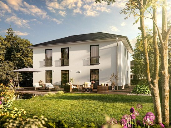 Die Town & Country Zweifamilienhäuser mit Wohnflächen von 182 bis 190 m² für verschiedene Generationen geeignet. Optimale Raumgestaltung für Familien.