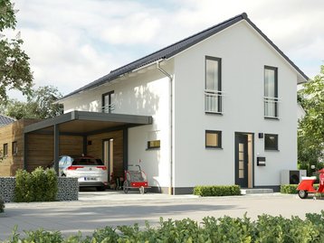Einfamilienhaus-Aura-125-Kubus-Carport-Holz-Strassenansicht